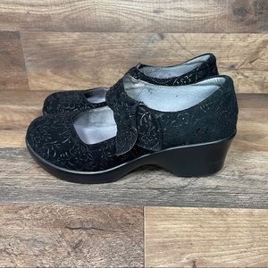 Alegria Ella Black Spring Mary Jane Wedge Ell-551 Leather Upper Size 7